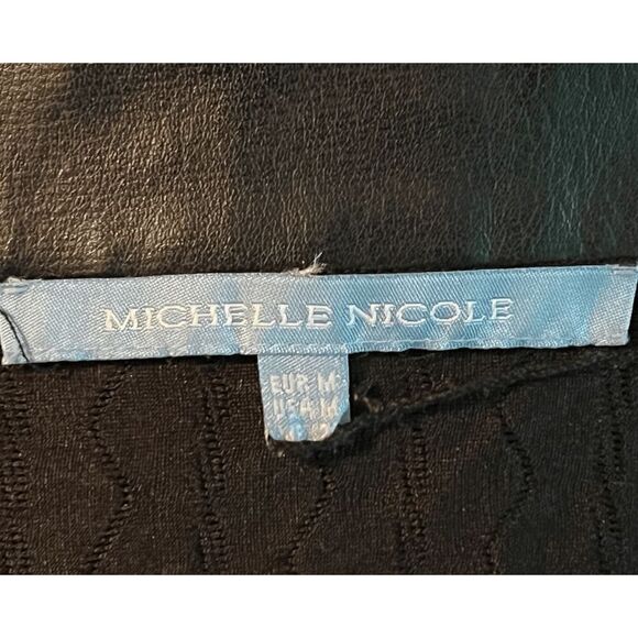 Amazing Michelle Nicole Leather Collar & Cuffs Zip Up Cardigan Shirt - M - Picture 3 of 6